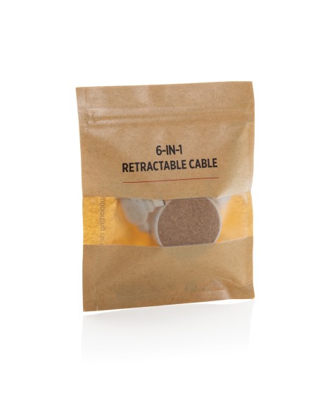 Cavo retrattile 6 in 1 in sughero e grano Cavo retrattile 6 in 1 in sughero e grano